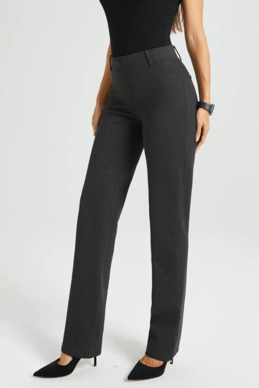 New Betabrand Charcoal Straight Classic Dress Pant Yoga Pants 2X
